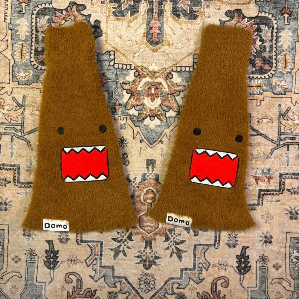 Domo Kun Brown Fuzzy Leg Warmers Faux Fur Y2K Cosplay Rave Wear Dwarf Inc 2000s